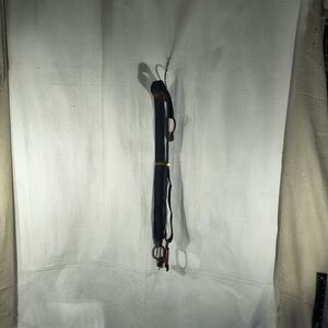 Men's Navy Fabric and Leather Button Held Straps Classic Suspenders / Braces Adj